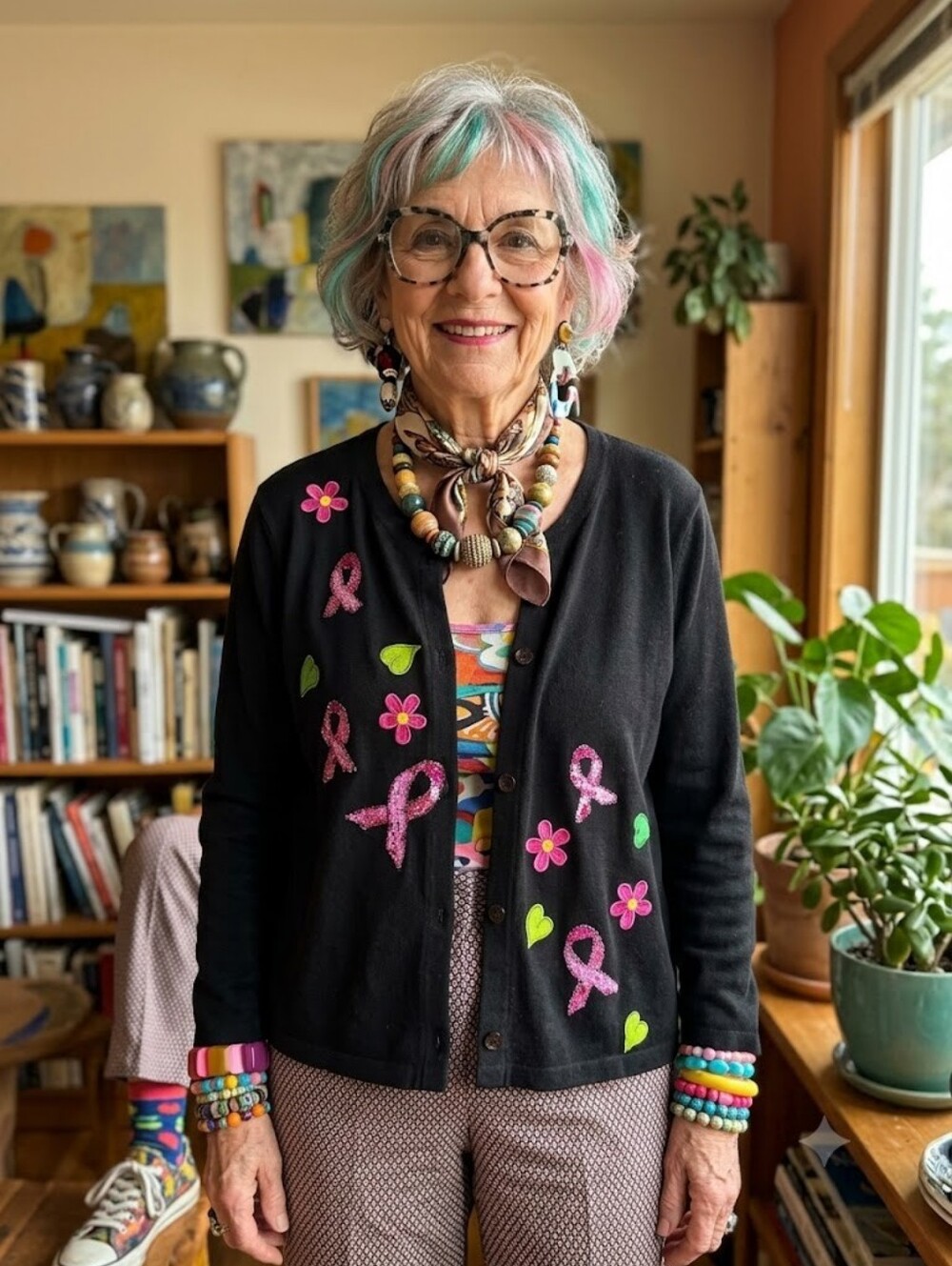 Michael Simon Breast Cancer Qwareness Cardigan L